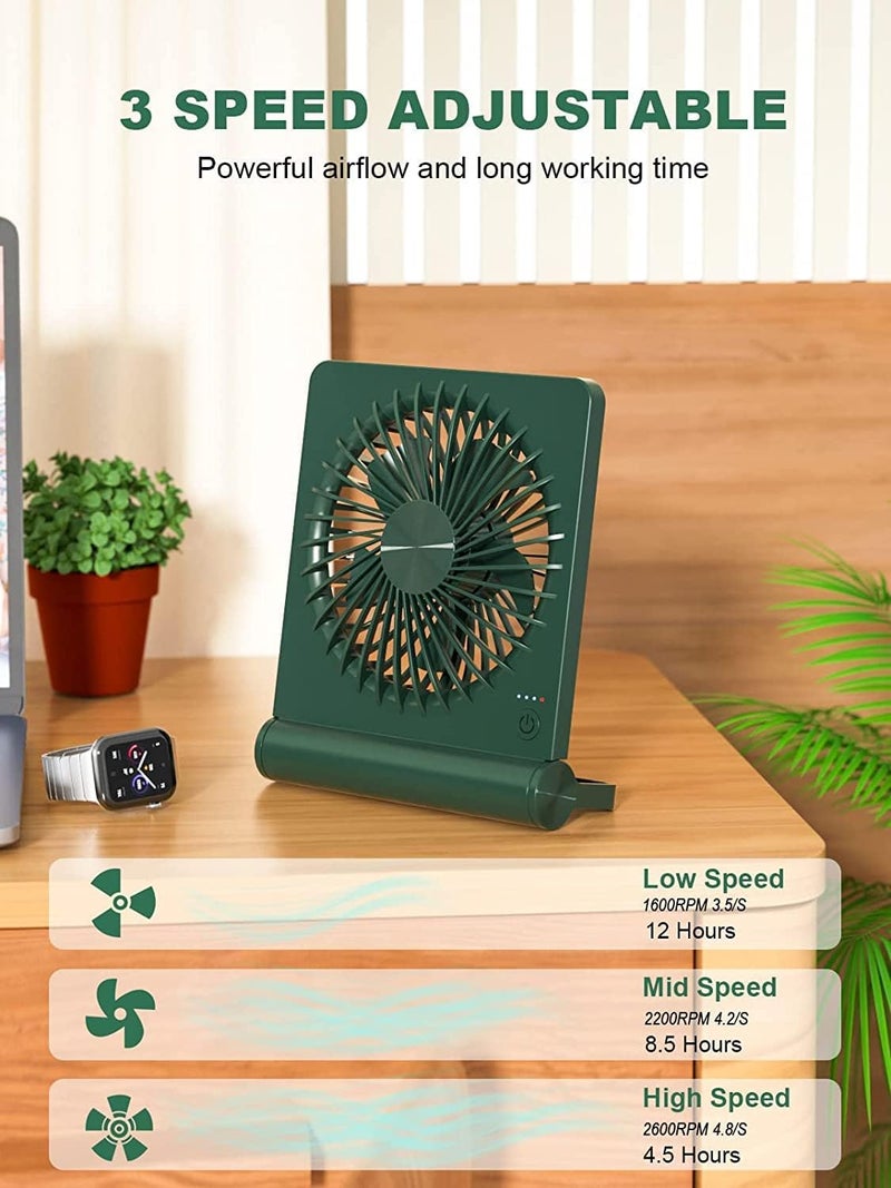 Tevelecin Small Desk Fan,Rechargeable USB Fan Battery Operated,Ultra Quiet, Strong Wind, 3 Speeds Travel Fans - Image 3